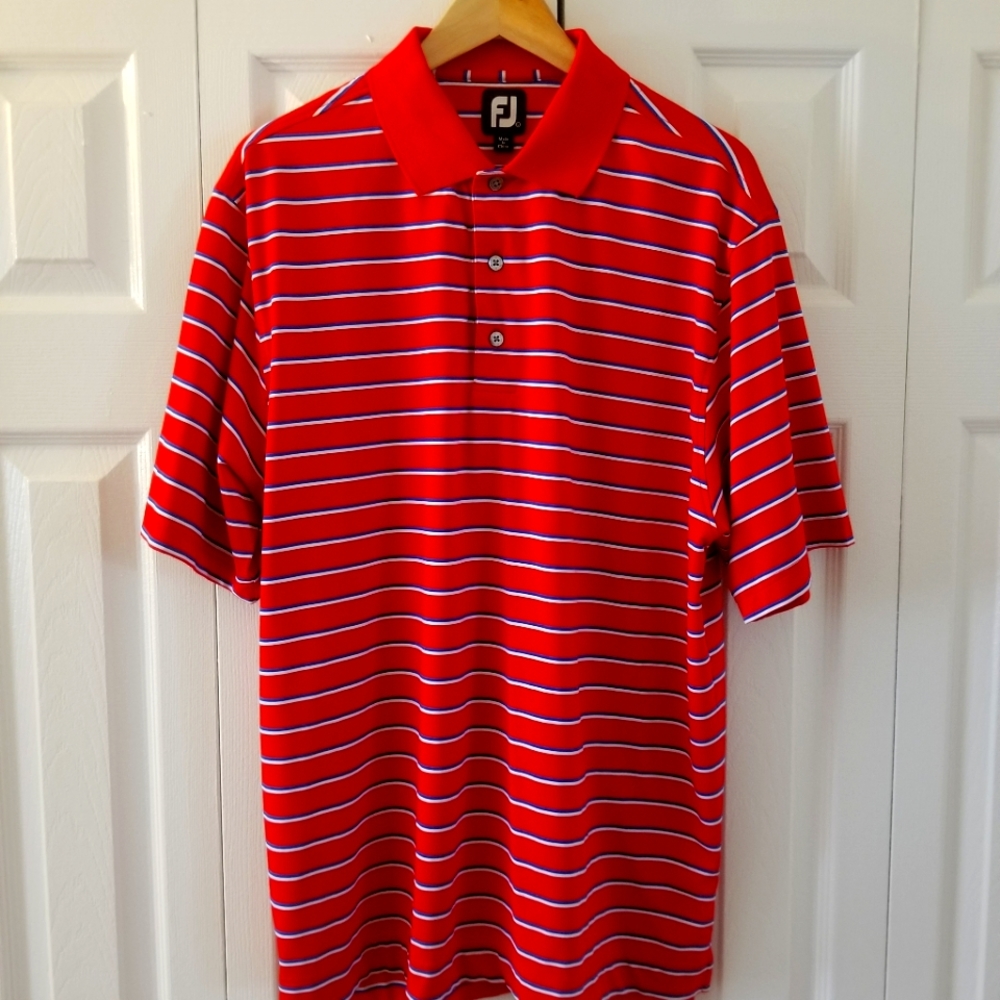 FootJoy FJ Men Stripped Short Sleeve Polo Shirt Size Large